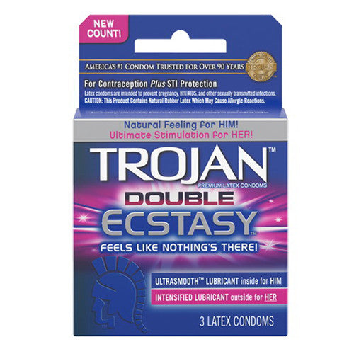 Trojan Double Latex Condoms, 3 ea